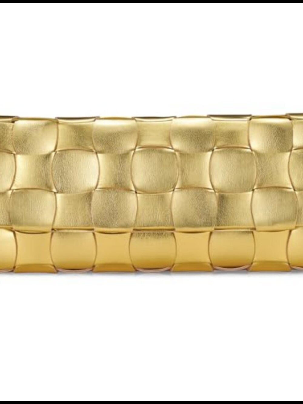 Woven Evening Clutch Vegan Leather Detachable Chain Strap Shoulder Bag